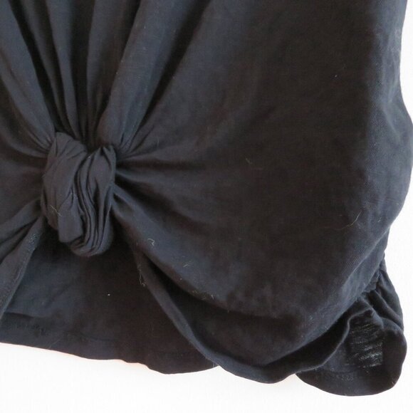 FRAME Knotted Roll-Sleeve T-Shirt in Black Cotton Minimalist Quiet Luxury - XS - Picture 4 of 9